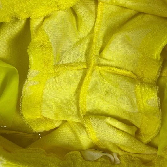 ENTRO Yellow & Beige Daisy Terri Cloth High Waist Shorts - Picture 9 of 12